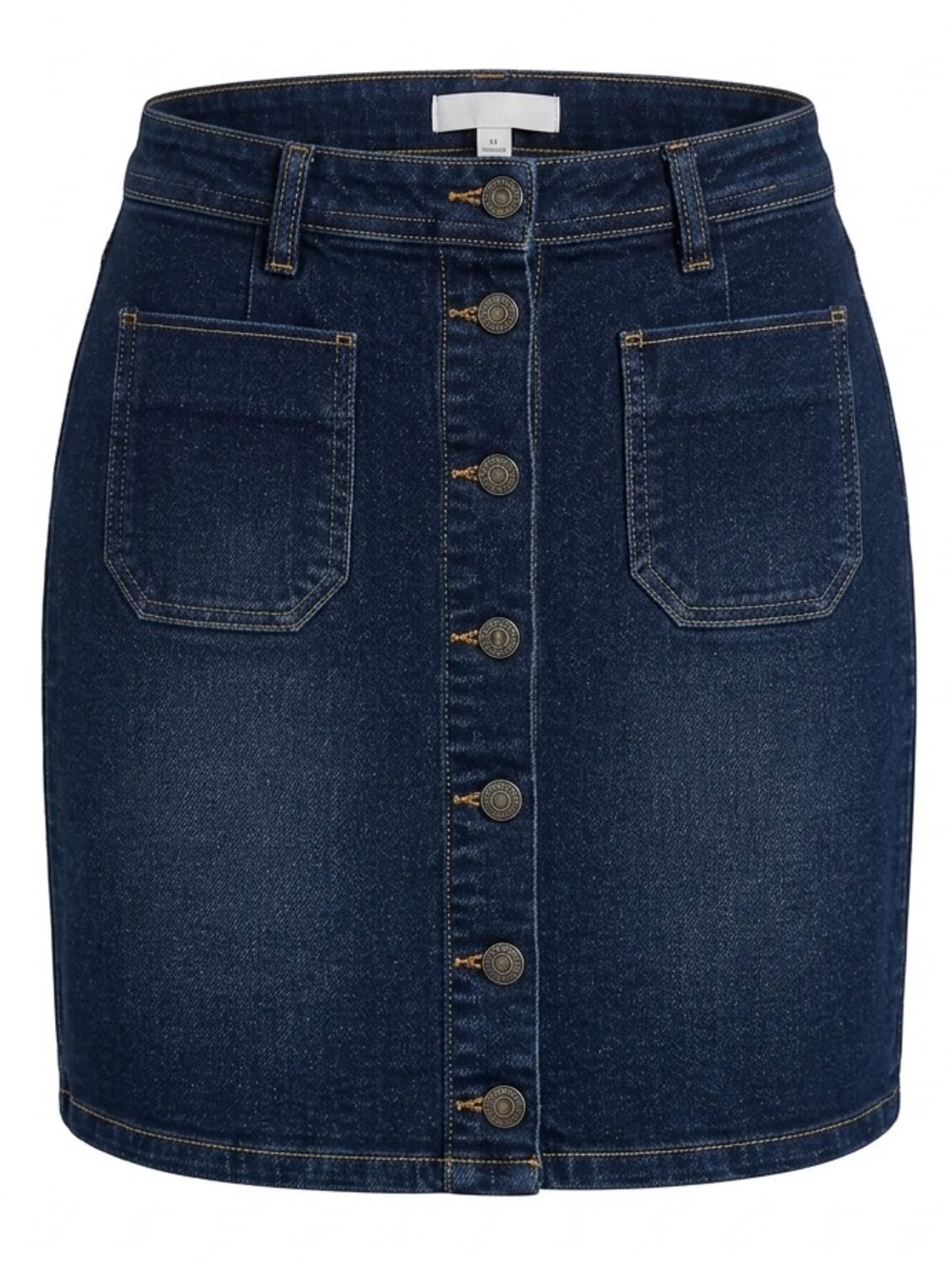KENNETH COLE REACTION Button-Front Denim Skirt in Dark Blue Wash